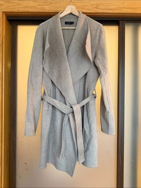 NWOT Cashmere & Wool Light Beige Long Wrap Coat with Belt